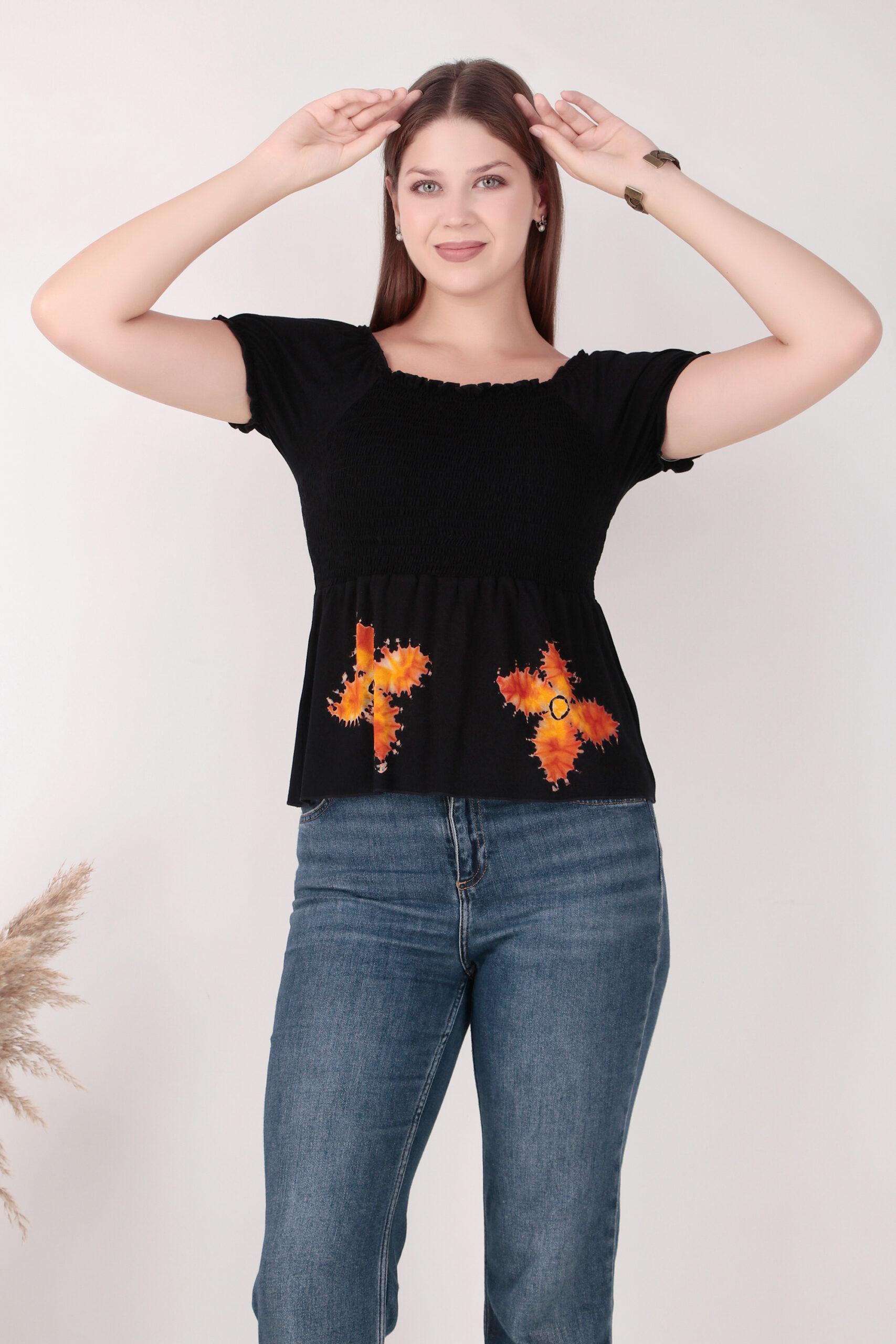 Rayon Viscose Tie-Dye Flower Top - Image 5