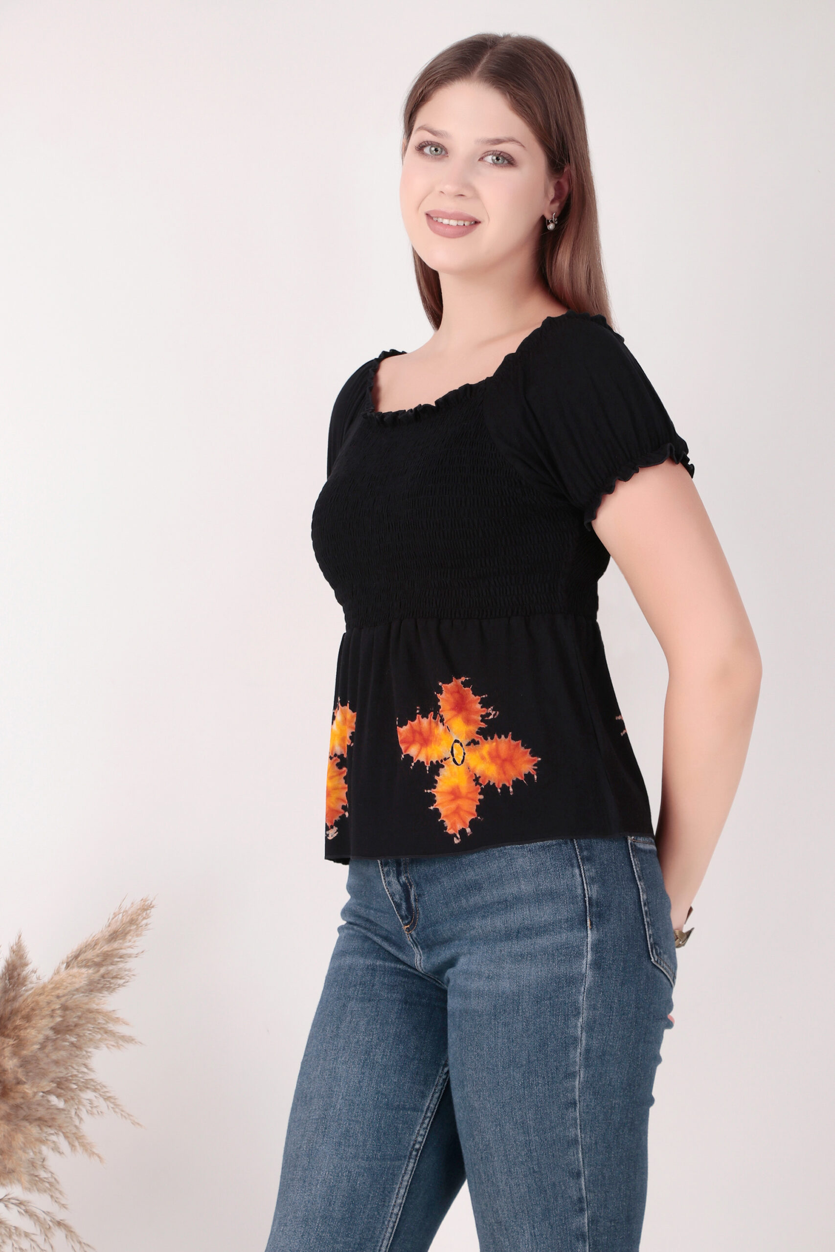 Rayon Viscose Tie-Dye Flower Top - Image 4