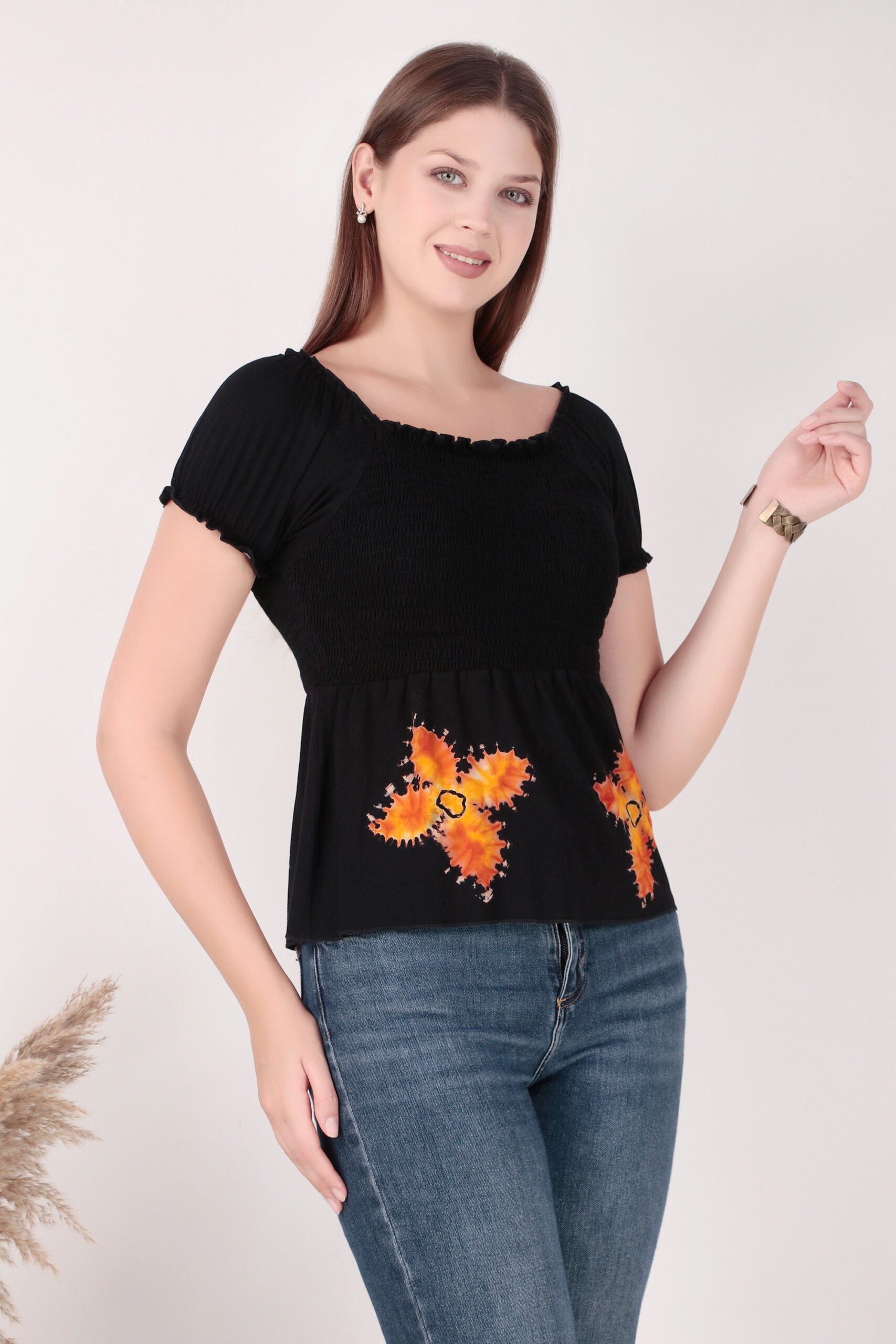 Rayon Viscose Tie-Dye Flower Top