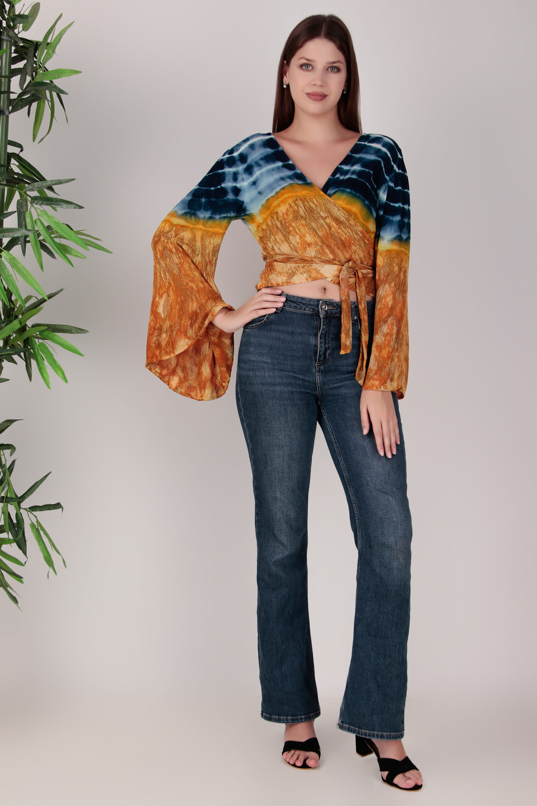 Ethereal Charm: Rayon Crape Tie-Dye Wrap Top - Image 8