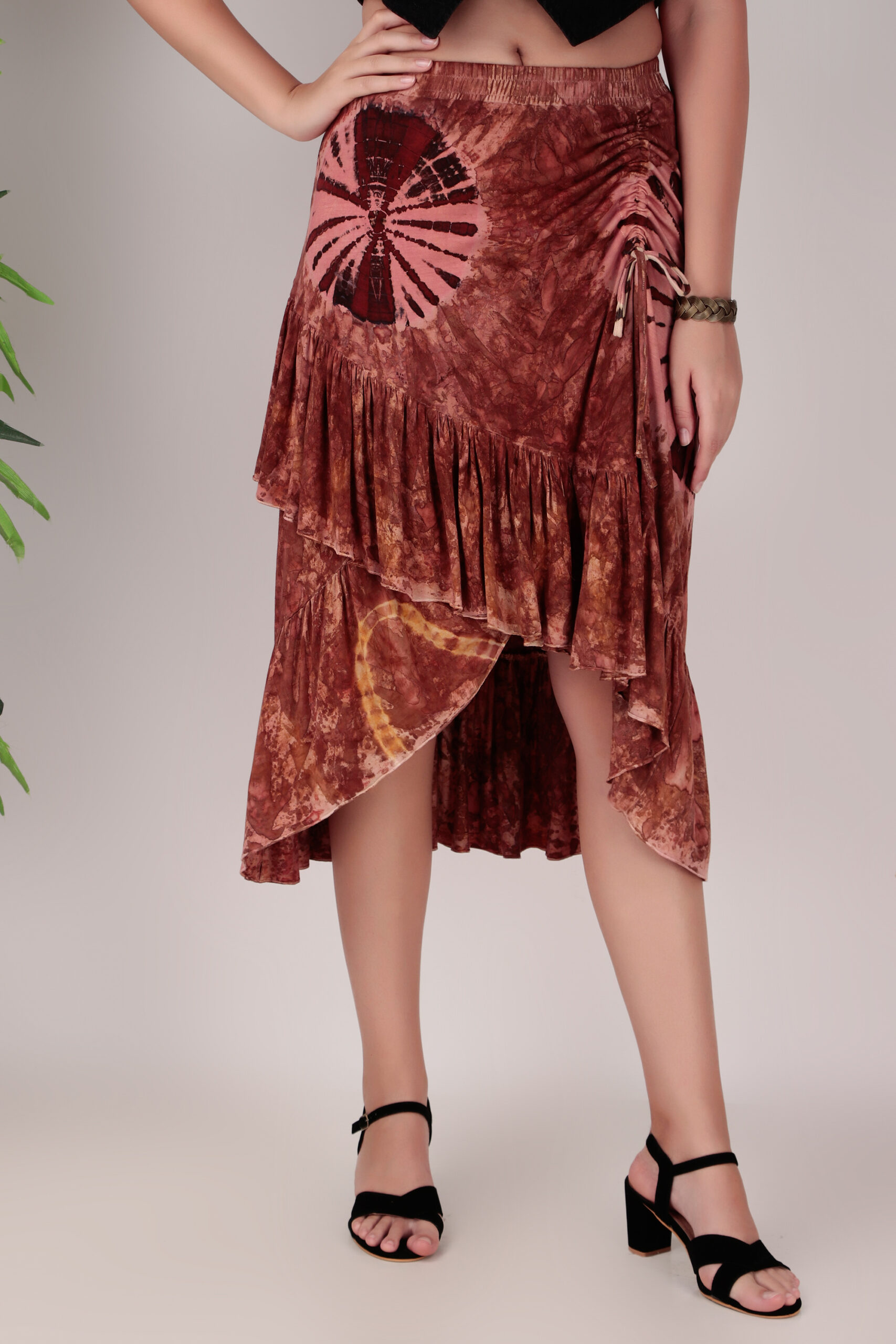 Rayon Viscose Tie-Dye Ruffle Skirt - Image 6