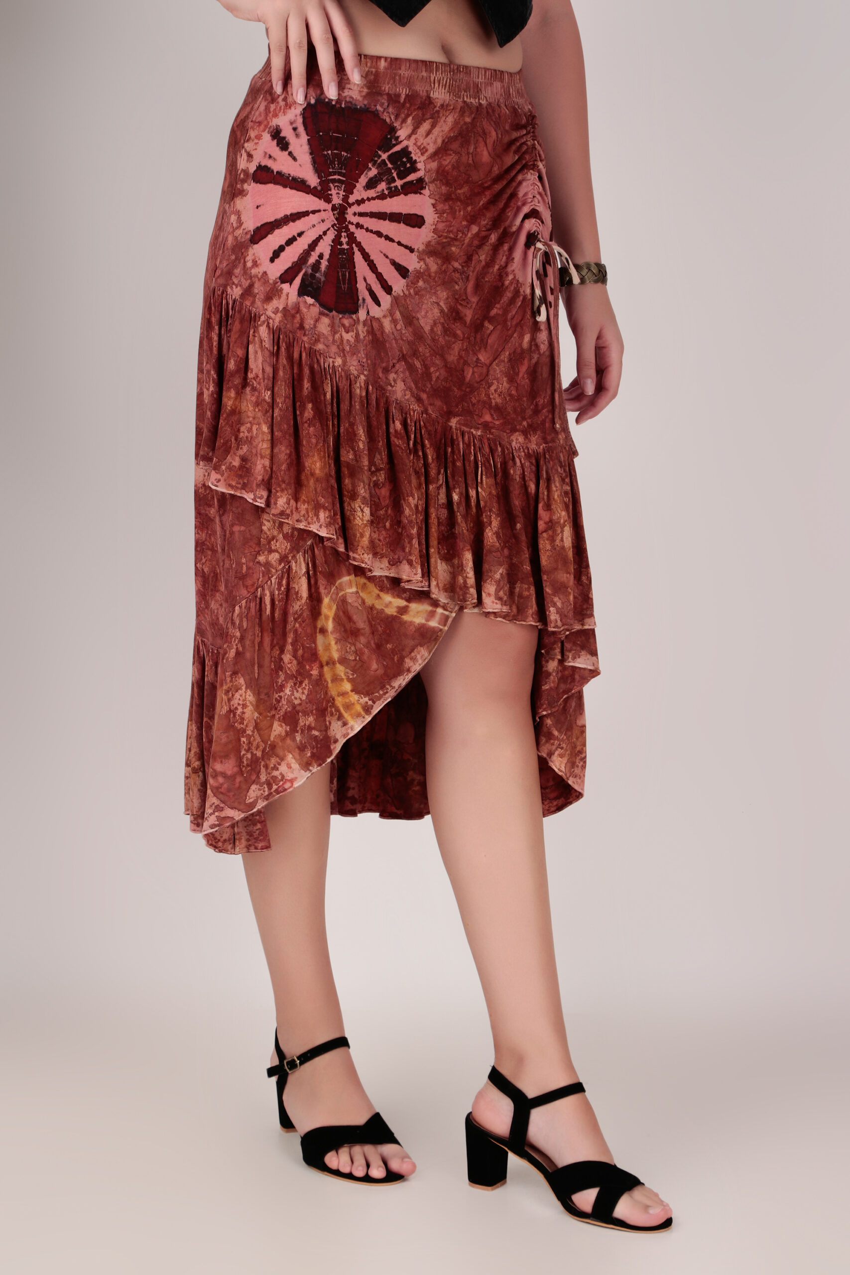 Rayon Viscose Tie-Dye Ruffle Skirt