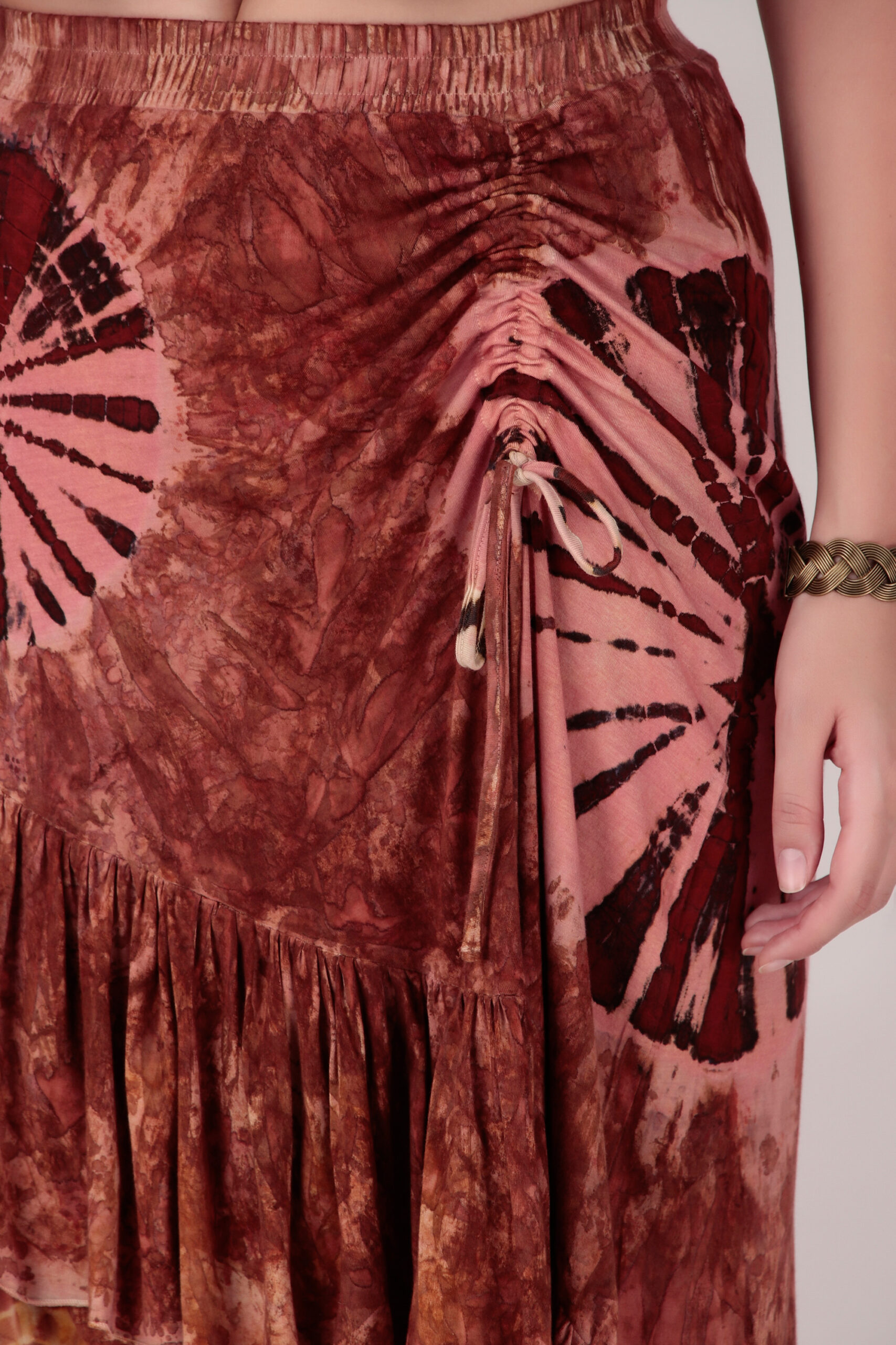 Rayon Viscose Tie-Dye Ruffle Skirt - Image 3