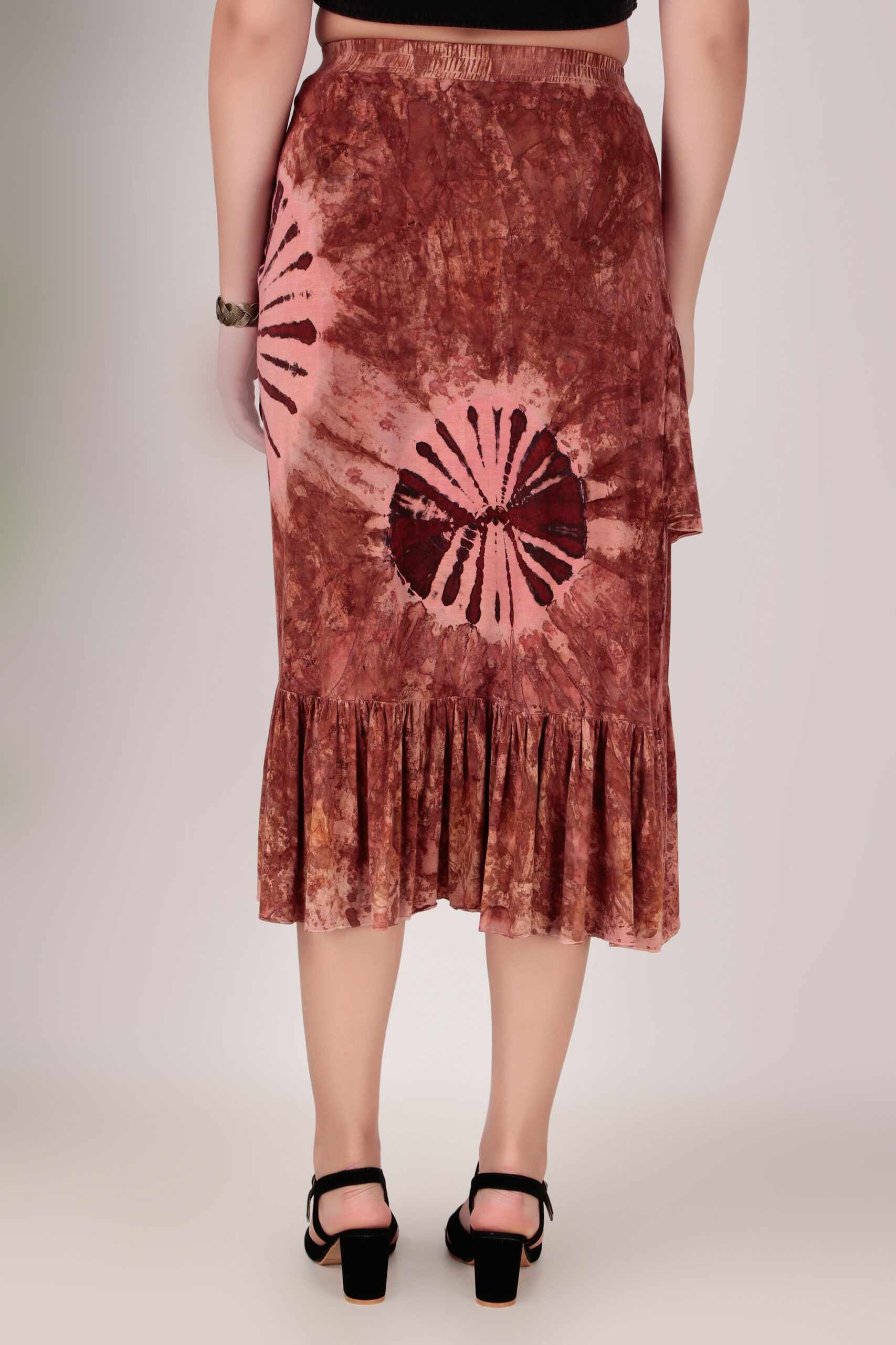 Rayon Viscose Tie-Dye Ruffle Skirt - Image 2